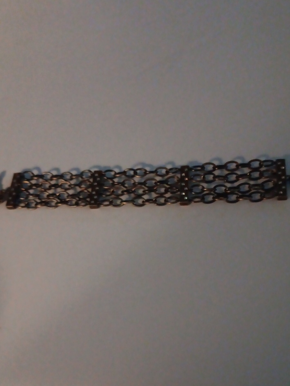 J. Crew Multi-Row Chain Bracelet in Dark Bronze With Swaroski Crystals